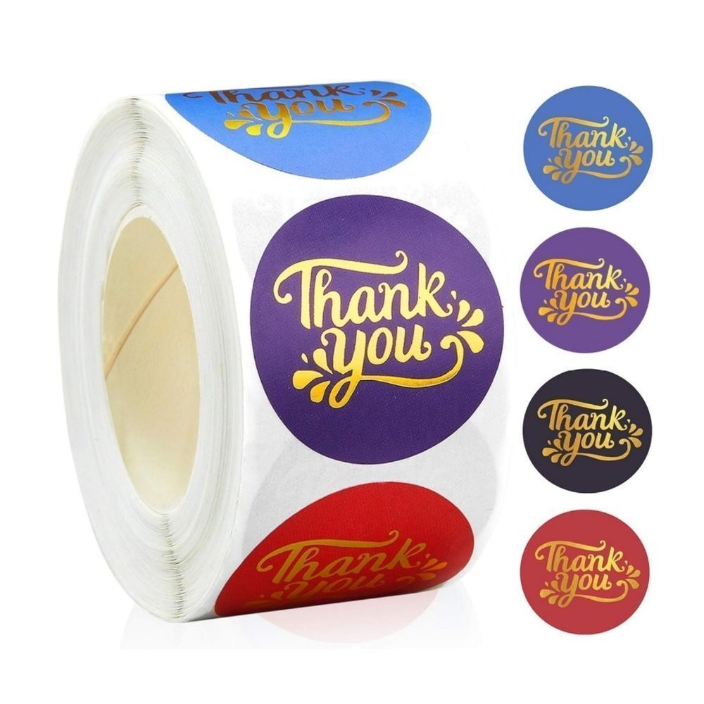 500 piece Thank you Sticker Roll Vibrant Colors